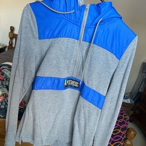 PINK hooded half-zip pullover